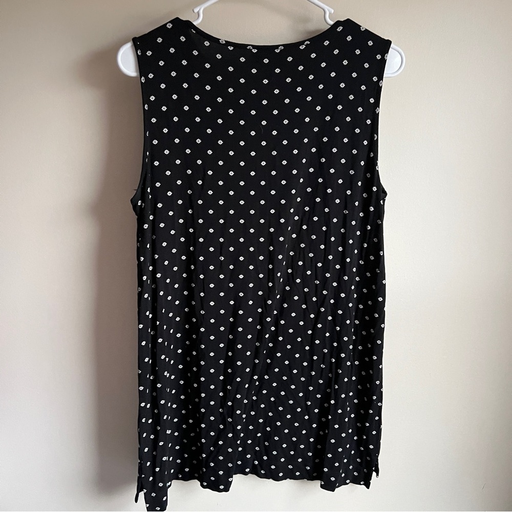 J Jill Wearever Collection Black Floral Sleeveless Blouse Tank Top - Picture 4 of 4